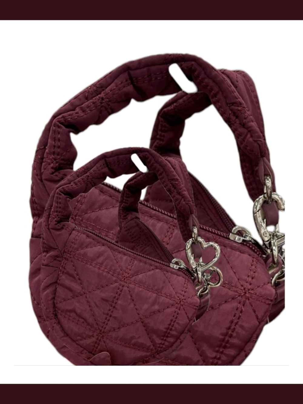 Target Quilted Maroon Mini Tote with Silver Hardware
